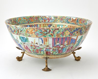 Lot 487 - Exceptionally Large Chinese Rose Mandarin Porcelain Punchbowl