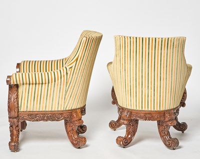 Lot 142 - Pair of George IV Solid Rosewood Lyre Shaped Bergères