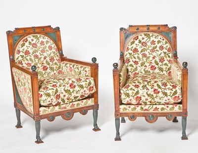 Lot 139 - Pair of Continental Neoclassical Mahogany and Part-Bronzed Bergères