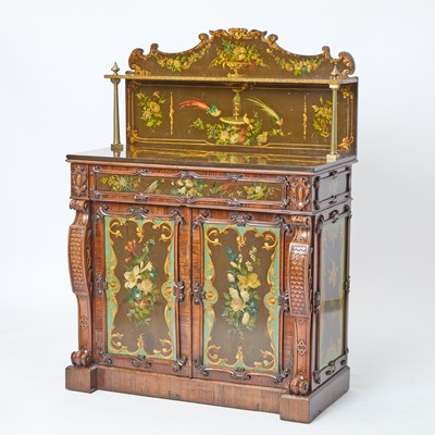 Lot 530 - Rare William IV Polychrome Decorated Slate and Rosewood Chiffonier