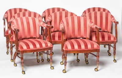 Lot 316 - Set of Eight Barrel Back Upholstered Armchairs