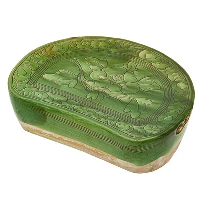 Lot 150 - A Chinese Bean-shaped Pottery Pillow