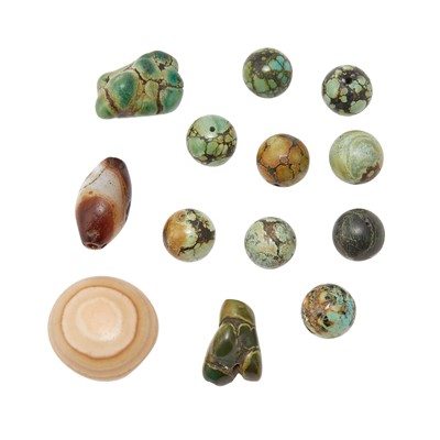 Lot 735 - A Collection of Tibetan or Mongolian Turquoise and Lukmic Beads