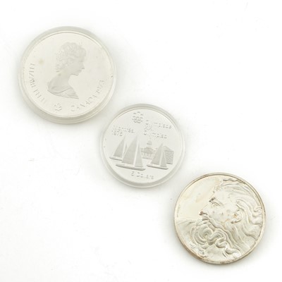 Lot 1071 - The Genius of Michelangelo by Franklin Mint and Canadian Olympic $5 & $10 Silver Rounds