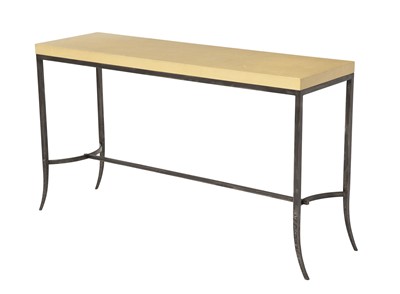 Lot 139 - Patinated Metal Console with Leather Top