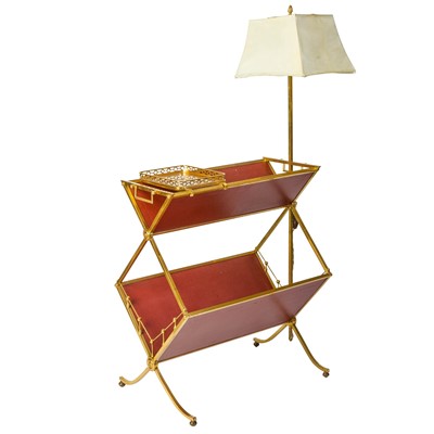 Lot 140 - French Brass and Leather Bookstand Floor Lamp