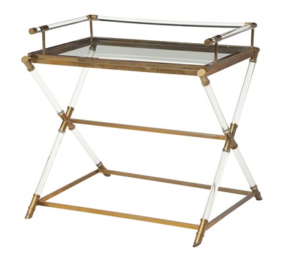 Lot 143 - Brass Mounted Acrylic and Glass Tray on Stand