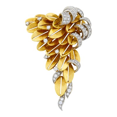 Lot 258 - Gold, Platinum and Diamond Clip-Brooch