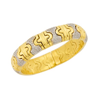 Lot 1146 - Two-Color Gold and Diamond Bracelet
