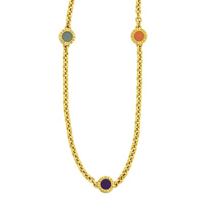 Lot 20 - Bulgari Long Gold and Hardstone Chain Necklace