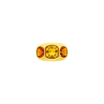 Lot 204 - Seaman Schepps Gold and Citrine 'Mogul' Gypsy Ring