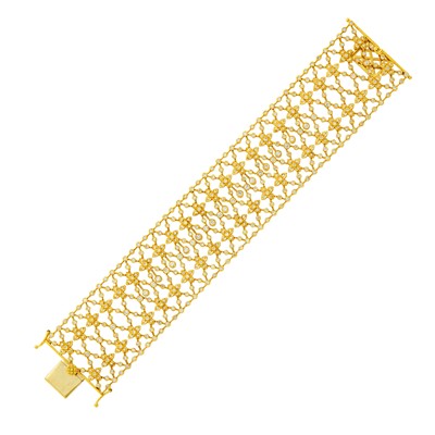 Lot 47 - Wide Gold and Diamond Bracelet