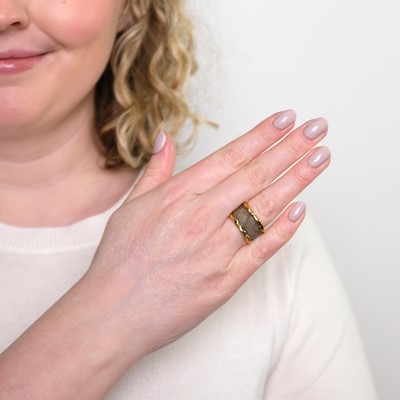 Lot 15 - Van Cleef & Arpels Gold and Petrified Wood Band Ring, France