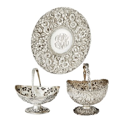 Lot 154 - Group of Sterling Silver Floral Decorated Table Articles