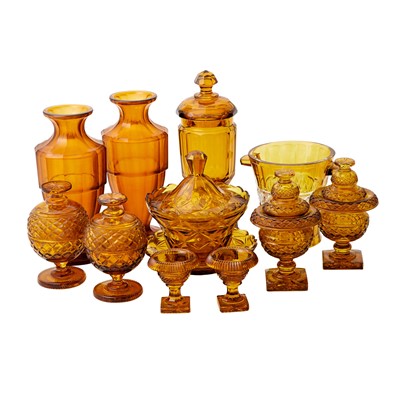 Lot 411 - Group of Anglo-Irish Amber Cut Glass Table Articles