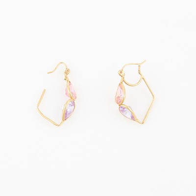 Lot 82 - Two Gold and Stone Earrings, 14K 2 dwt. all, damaged