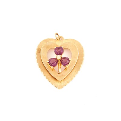 Lot 100 - Gold, Bead and Stone Pendant, 14K 4 dwt. all