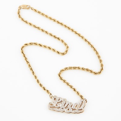 Lot 103 - Diamond Name Plate,  14K 21 dwt.