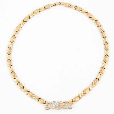Lot 108 - Gold and Stone Necklace, 14K 11 dwt. all, stone missing