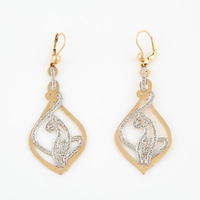 Lot 114 - Two Diamond Earrings, 10K 6 dwt., stones missing