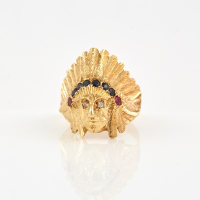 Lot 127 - Diamond and Stone Ring, 14K 10 dwt. all