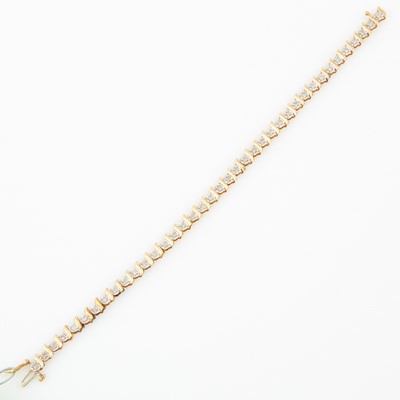 Lot 149 - Diamond Tennis Bracelet, 39 diamonds about 0.75 ct., 10K 4 dwt.