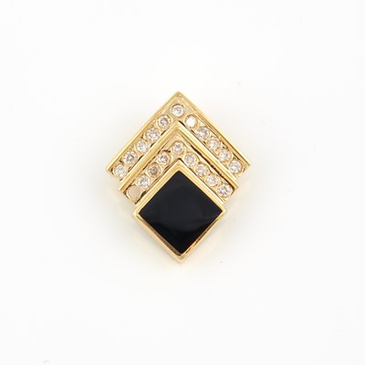 Lot 156 - Diamond and Stone Pendant, 20 diamonds about 0.50 ct., 14K 3 dwt. all, stone loose