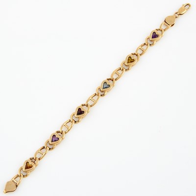 Lot 162 - Gold and Stone Flexible Bracelet, 14K 8 dwt. all