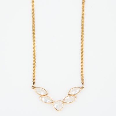 Lot 164 - Gold and Stone Necklace, 14K 7 dwt. all