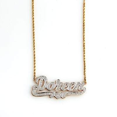 Lot 165 - Diamond Name Plate, 14K 6 dwt.
