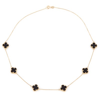 Lot 281 - Gold and Stone Necklace, 18K 3 dwt. all