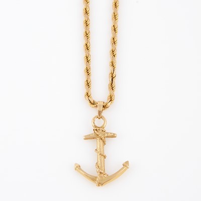 Lot 305 - Gold Pendant and Neck Chain, 14K 27 dwt.