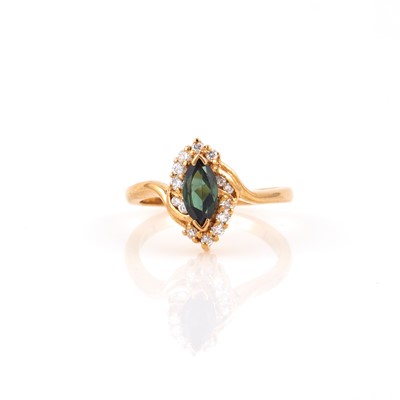 Lot 327 - Diamond and Stone Ring, 12 diamonds about 0.30 ct., 14K 2 dwt. all