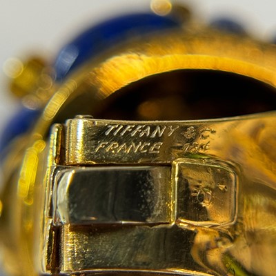 Lot 29 - Georges L'Enfant for Tiffany & Co. Pair of Gold, Lapis and Diamond Earclips, France