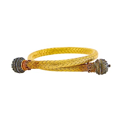 Lot 1120 - Etruscan Revival Woven Gold and Silver Mesh Crossover Bracelet