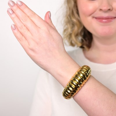 Lot 71 - Hammered Gold Bombé Bangle Bracelet