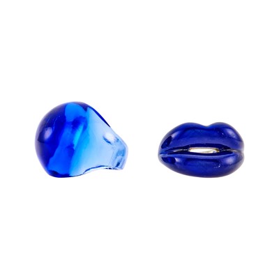 Lot 1251 - Silver and Blue Enamel 'Hotlips' Ring, Solange Azagury-Partridge, and Blue Glass Dome Ring, Lalique