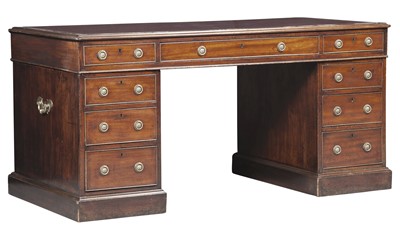 Lot 374 - George III Leather-Inset Mahogany Pedestal Desk
