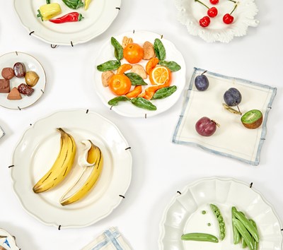 Lot 235 - Group of Sixteen Ceramic Trompe L'Oeil Fruit and Vegetable Plates
