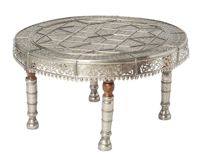 Lot 181 - Moorish Style Metal Clad Wood Low Table