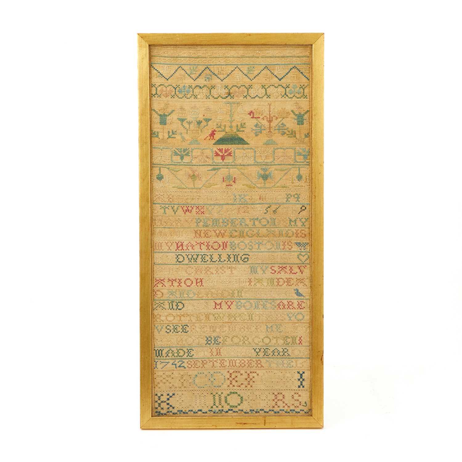 Lot 1074 - Needlework Band Sampler "Mary Pemberton"