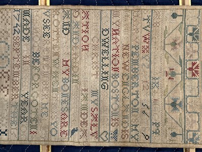 Lot 1074 - Needlework Band Sampler "Mary Pemberton"