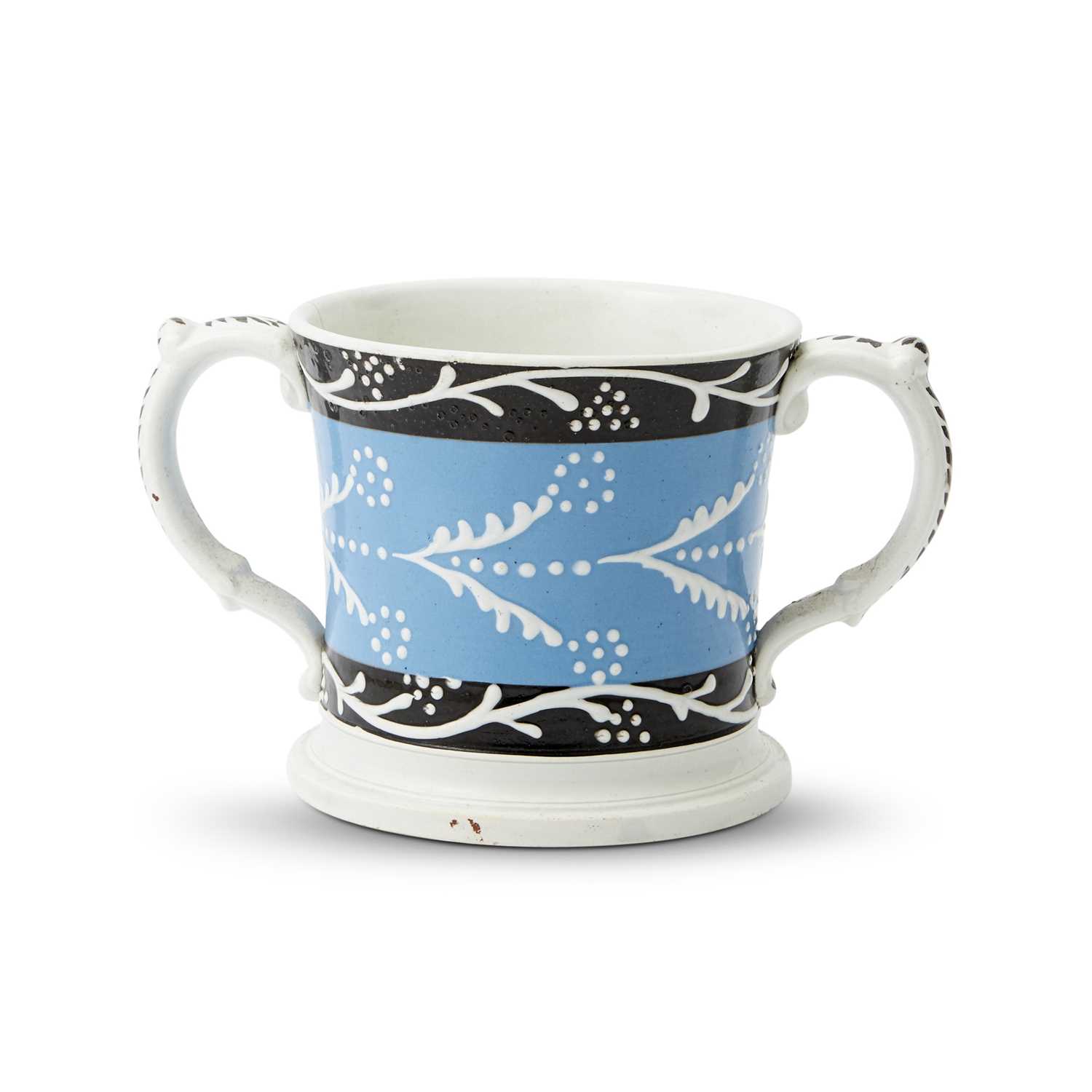 Lot 1084 - Slip-decorated Two-handled Pearlware Frog Mug