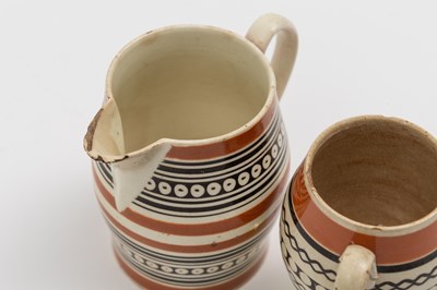 Lot 1082 - Slip-decorated Pearlware Mustard Pot and Cover and Small Cream Jug