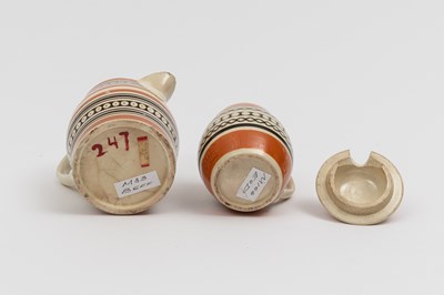 Lot 1082 - Slip-decorated Pearlware Mustard Pot and Cover and Small Cream Jug