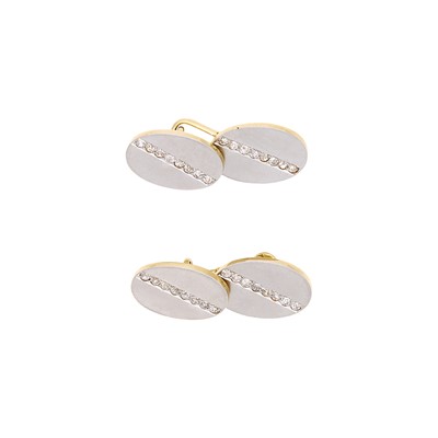 Lot 1155 - Pair of Gold, Platinum and Diamond Cufflinks