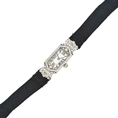 Lot 1167 - Platinum and Diamond Wristwatch