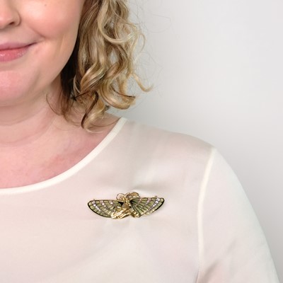Lot 154 - René Lalique Art Nouveau Gold, Plique-à-Jour Enamel and Diamond 'Femme Papillon' Brooch
