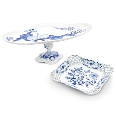 Lot 213 - Meissen Porcelain Footed Centerpiece Together with a Meissen Porcelain Reticulated Serving Dish