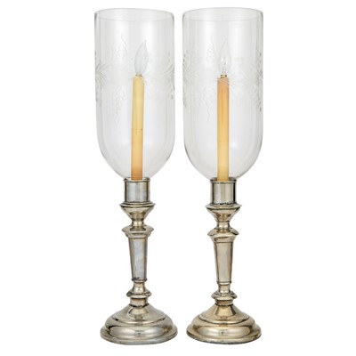 Lot 273 - Silvered Hurricane Lamps